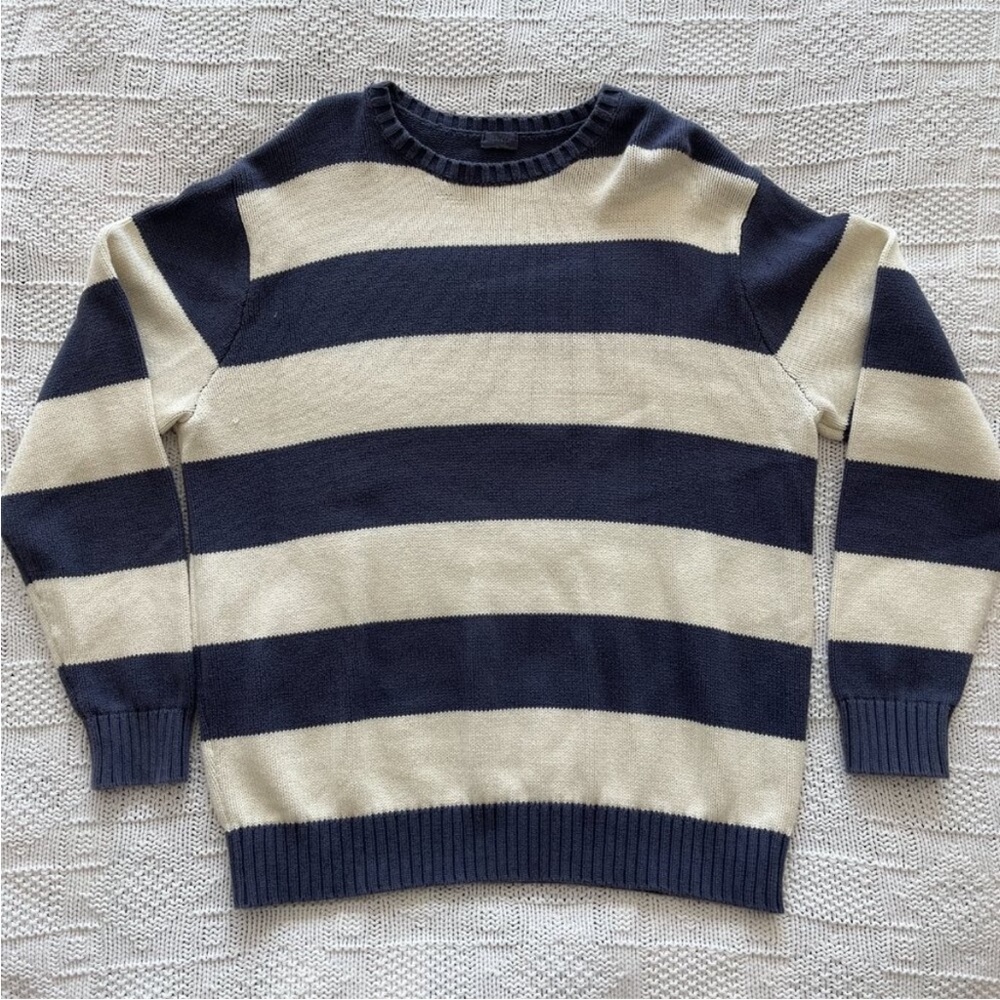 Brandy Melville Striped navy and cream knit sweater - Picture 2 of 5